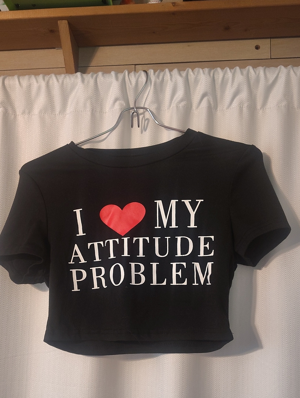 SHEIN Black Crop Tee with Red Heart Graphic